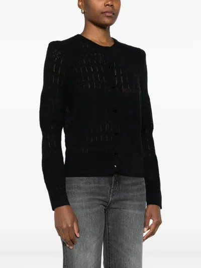 Liu •jo Button-front Open-knit Cardigan In Black