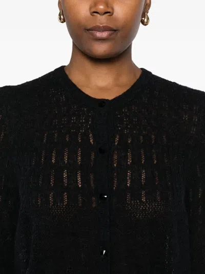 Liu •jo Button-front Open-knit Cardigan In Black