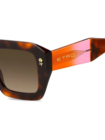 Etro 52mm Gradient Rectangular Sunglasses In Brown