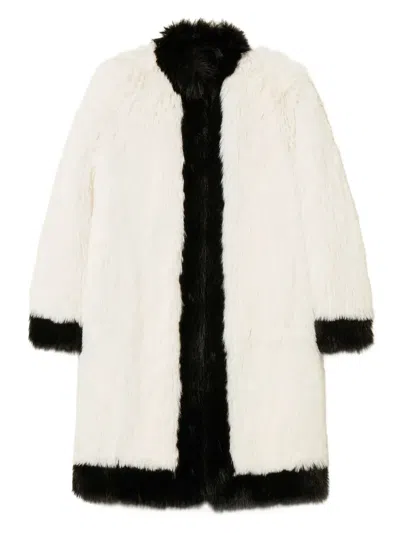 Twinset Two-tone Faux-fur Coat In White
