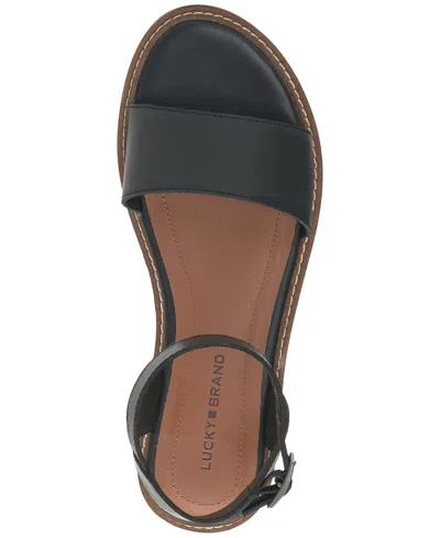 Lucky Brand Women's Kimaya Ankle-strap Flat Sandals In Black