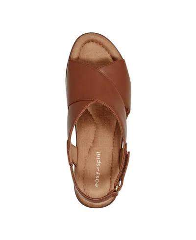 Easy Spirit Chantal Womens Comfort Insole Faux Leather Heels In Brown