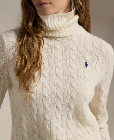 Polo Ralph Lauren Pull Col Roulé En Laine Et Cachemire In White
