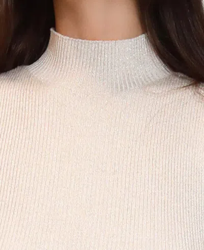 Dylan Ryan Juniors' Mock Neck Sweater Midi Dress In Nude