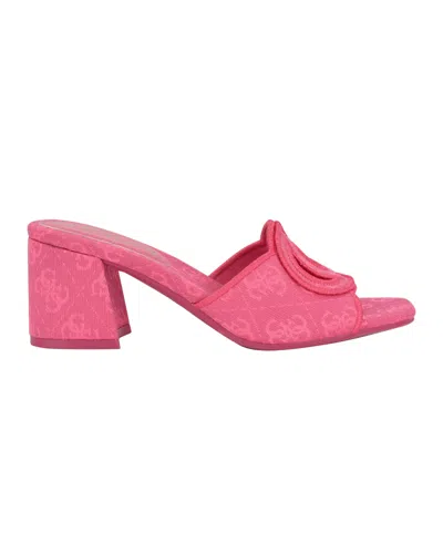 Guess Women's Galsee Quattro-g Cutout Block Heel Sandals In Pink