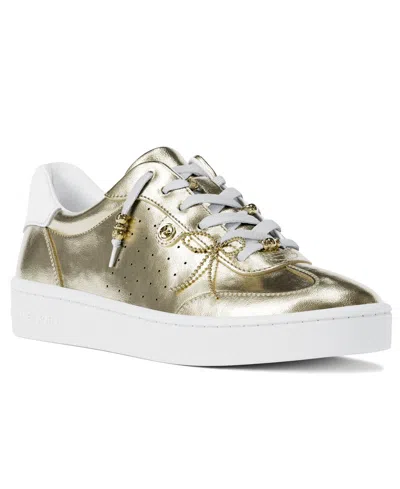 Michael Kors Scotty Embellished Metallic Leather Sneaker In Gold