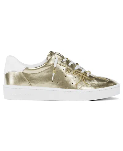 Michael Kors Scotty Embellished Metallic Leather Sneaker In Gold