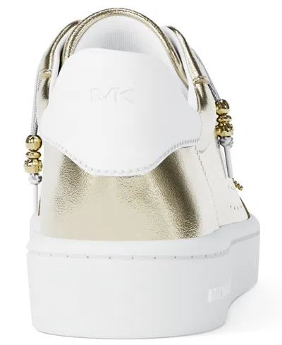 Michael Kors Scotty Embellished Metallic Leather Sneaker In Gold