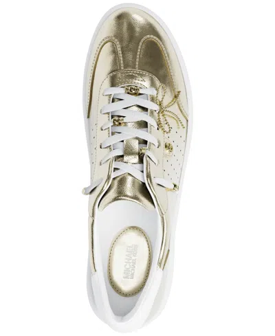 Michael Kors Scotty Embellished Metallic Leather Sneaker In Gold