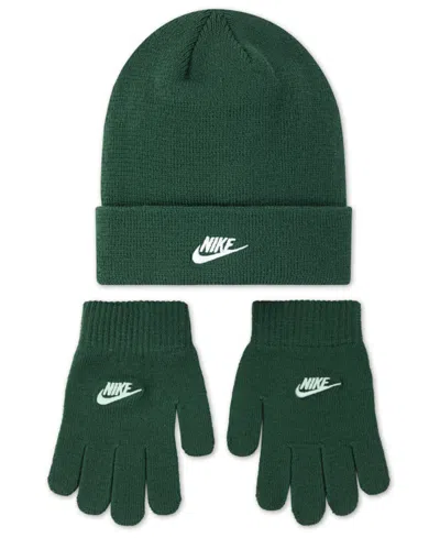 Nike Big Kids 2-piece Club Beanie And Gloves Set In Green