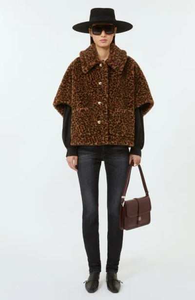 Max Mara Leopard Print Teddy Bear Cape In Brown