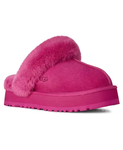 Ugg Disquette Fur-trim Slippers In Pink