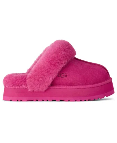 Ugg Disquette Fur-trim Slippers In Pink