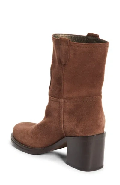 Brunello Cucinelli Monili Trim Block Heel Bootie In Brown