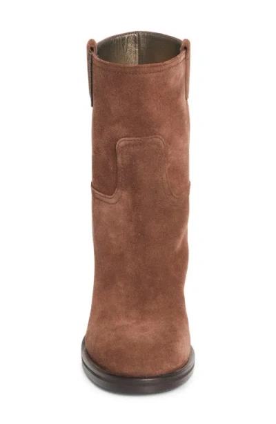 Brunello Cucinelli Monili Trim Block Heel Bootie In Brown