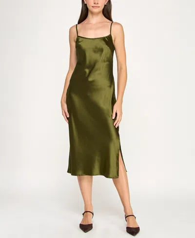 Invitee Juniors' 2-piece Long Sleeve Midi Sweater And Dress Set In Green