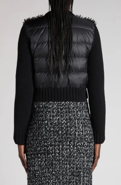 Moncler Combo Curly Wool-blend Cardigan In Black