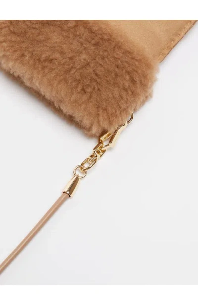 Max Mara Sand Faux Fur Lined Mittens In Brown
