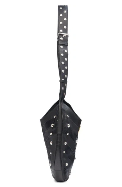 Valentino Garavani Small Hoboho Chevron Quilted Shoulder Bag With Studs In Black