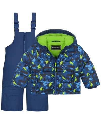 S Rothschild & Co Baby Boys 2-piece Snowsuit Jacket And Ski Bib Set In Blue
