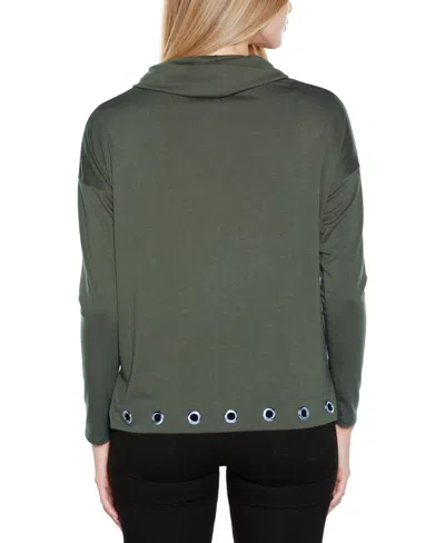 Belldini Women's Hacci Cowl Neck Knit Top In Green