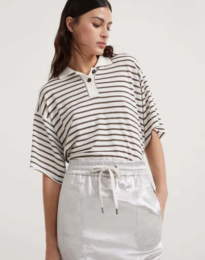 Brunello Cucinelli Metallic Drawstring Midi Skirt In Silver