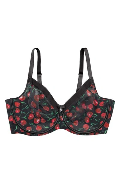 Curvy Couture Full Figure Mesh Underwire Bra In Red