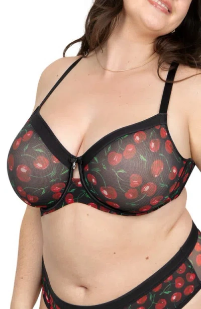 Curvy Couture Full Figure Mesh Underwire Bra In Red