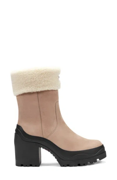 Hunter Marisol Waterproof Faux Shearling Cuff Bootie In Neutral