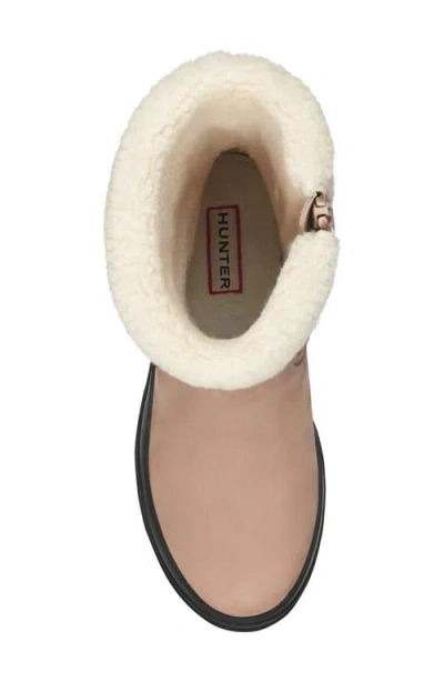 Hunter Marisol Waterproof Faux Shearling Cuff Bootie In Neutral