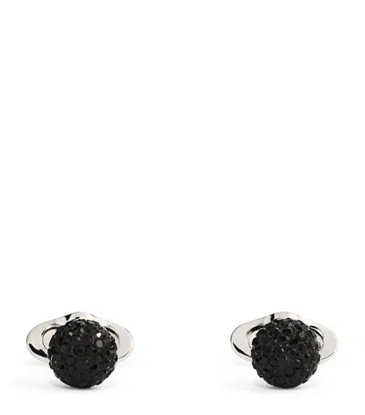 Giorgio Armani Sterling Silver Embellished Cufflinks In Black