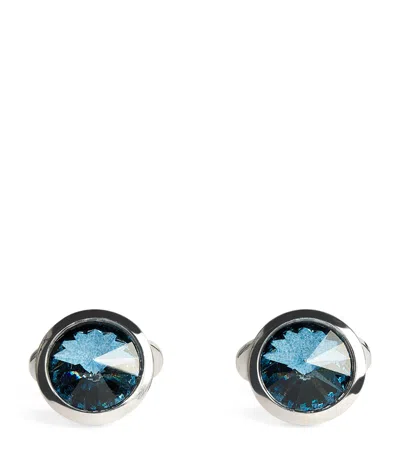Giorgio Armani Sterling Silver Embellished Cufflinks In Blue