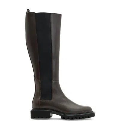 Allsaints Leather Maeve Knee-high Boots In Brown
