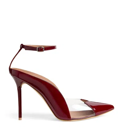 Malone Souliers Malia M-shaped Pointed Cap Toe Leather Pumps In Burgundy