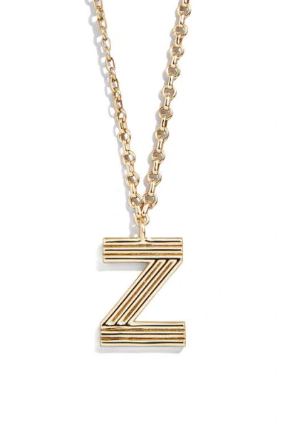 Baublebar Oversize Etched Letter Initial Pendant Necklace In Gold