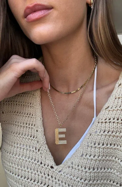 Baublebar Oversize Etched Letter Initial Pendant Necklace In Gold