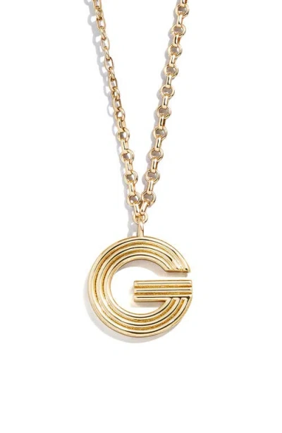 Baublebar Oversize Etched Letter Initial Pendant Necklace In Gold