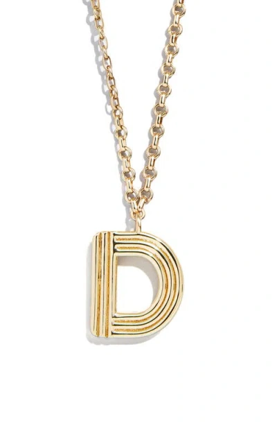 Baublebar Oversize Etched Letter Initial Pendant Necklace In Gold