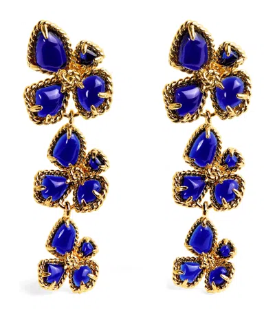 Zimmermann Bloom Large Embellished Drop Earrings In Blue