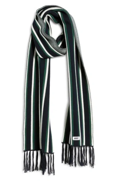 Krost Stripe Jacquard Cotton Scarf In Black