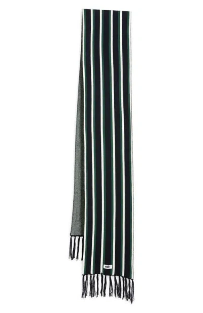 Krost Stripe Jacquard Cotton Scarf In Black