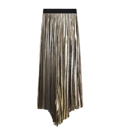 Allsaints Womens Bronze Gold Jax Metallic Woven Maxi Skirt In Multi