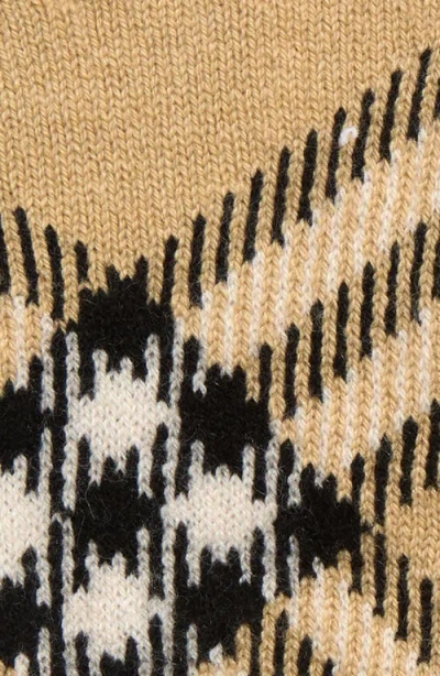 Burberry Large Core Check Cashmere Blend Gloves In Brown