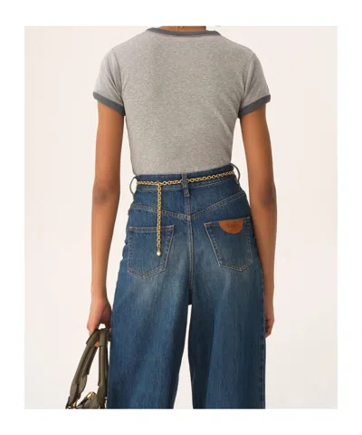 Chloé Baby Fit T-shirt With Logo In Cotton Jersey In Gray