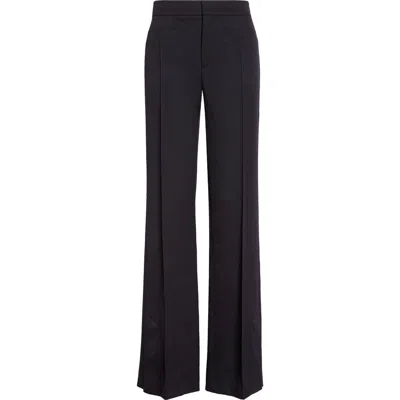 Chloé Slit Hem Virgin Wool Gabardine Tailored Pants In Blue