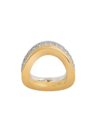 Celine Formes Abstraites Set Of Rings In Strass And Brass With Gold And Rhodium Finish In Gold