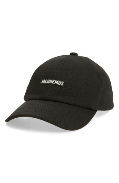 Jacquemus Gadjo Logo-embellished Cotton-twill Baseball Cap In Black