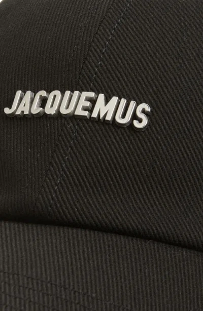 Jacquemus Gadjo Logo-embellished Cotton-twill Baseball Cap In Black