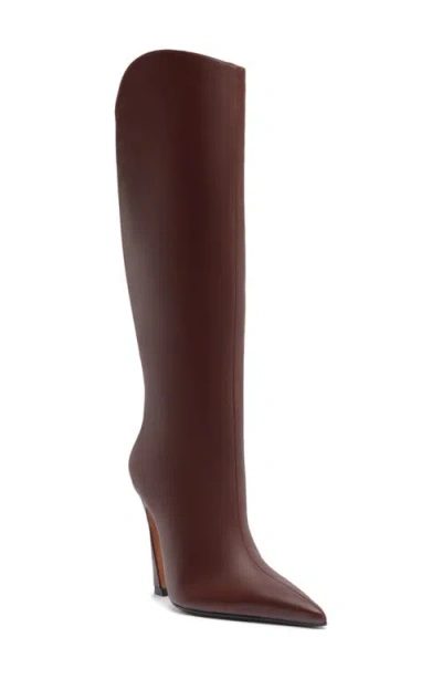Schutz Maryann Up Curve Pointed Toe Tall Boot In Brown