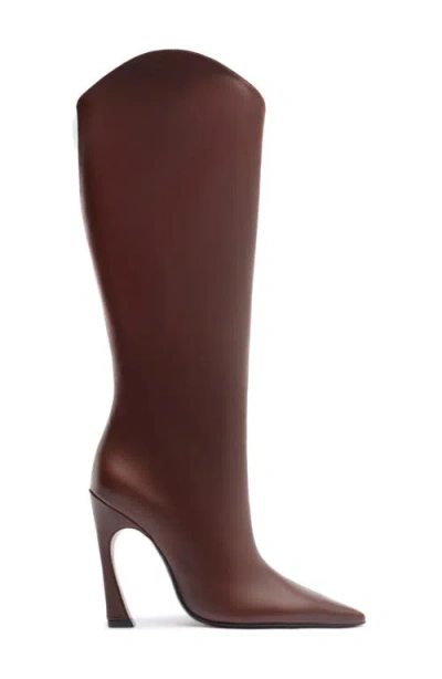 Schutz Maryann Up Curve Pointed Toe Tall Boot In Brown